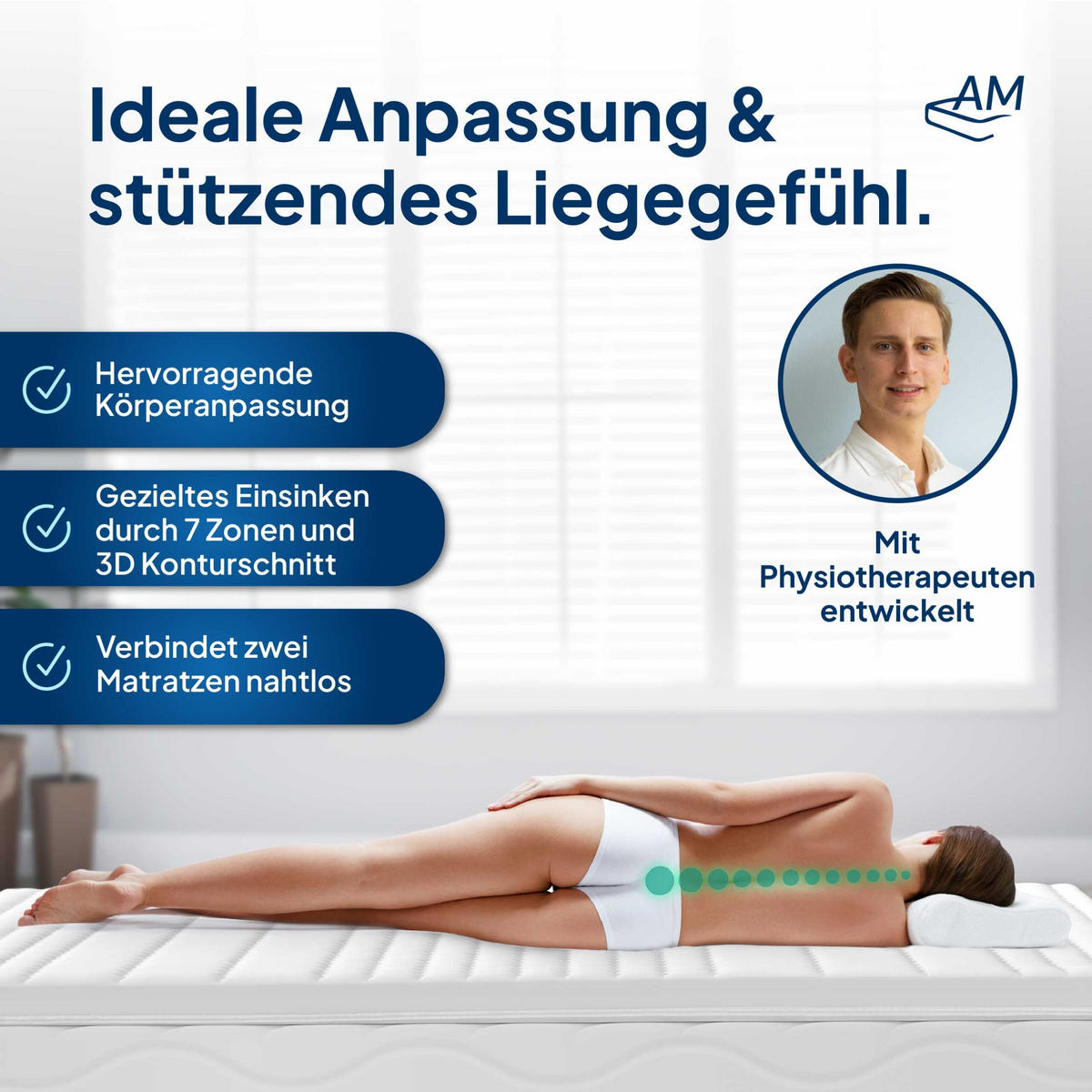 KALTSCHAUM TOPPER 7-Zonen 150/190 cm - 8cm Höhe & Tencel Bezug - Weiß, Textil (150/190cm) - AM Qualitätsmatratzen