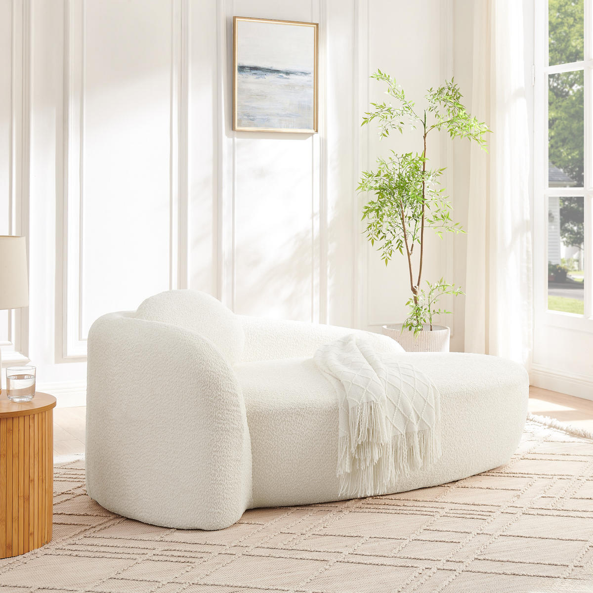 ECKSOFA 170/96/62 cm Beige Teddy mit Kissen - Beige, Textil (170/96cm) - Oxeza