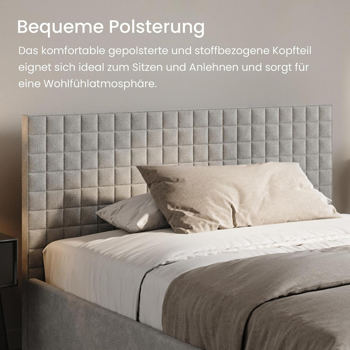 POLSTERBETT VARDO-Stoff 140x200 cm in Grau - Grau, Textil (140/200cm) - Home Collective