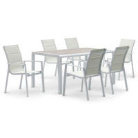 GARTENMÖBEL SET TRAPANI 7er Set grau, weiß - Grau, Glas/Metall - IDIMEX