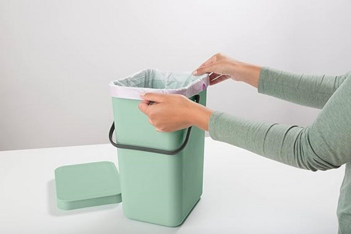 MÜLLEIMER Mit Stay Open Deckel 12 Liter 35 x 20 x 24,9 cm Kunststoff Jade - Grün, Kunststoff (20/35/24.9cm) - PROREGAL