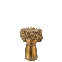 BLUMENTOPF NEBU KOPF - Polyresin - Gold - S - Ø 16,5 cm - Goldfarben, Glas/Naturmaterialien (16.5/27.5cm) - J-Line