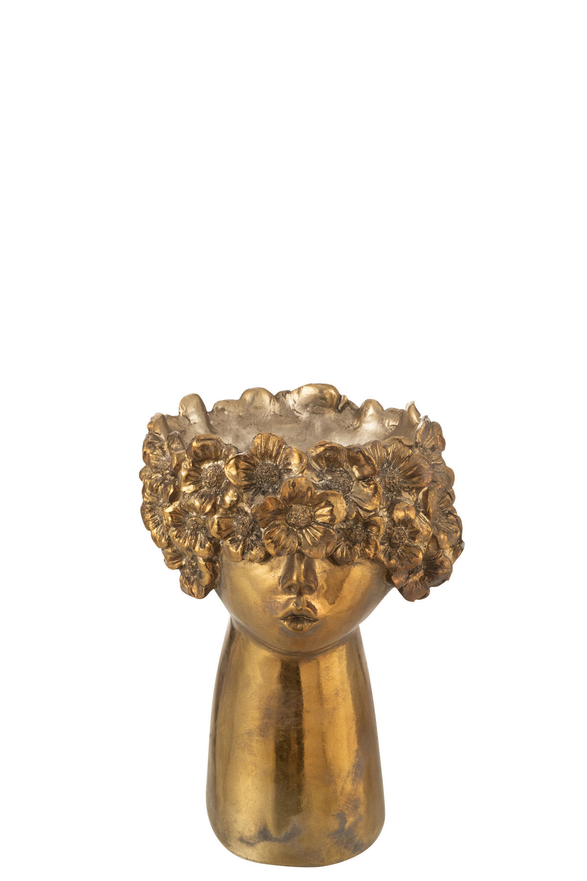 BLUMENTOPF NEBU KOPF - Polyresin - Gold - S - Ø 16,5 cm - Goldfarben, Glas/Naturmaterialien (16.5/27.5cm) - J-Line