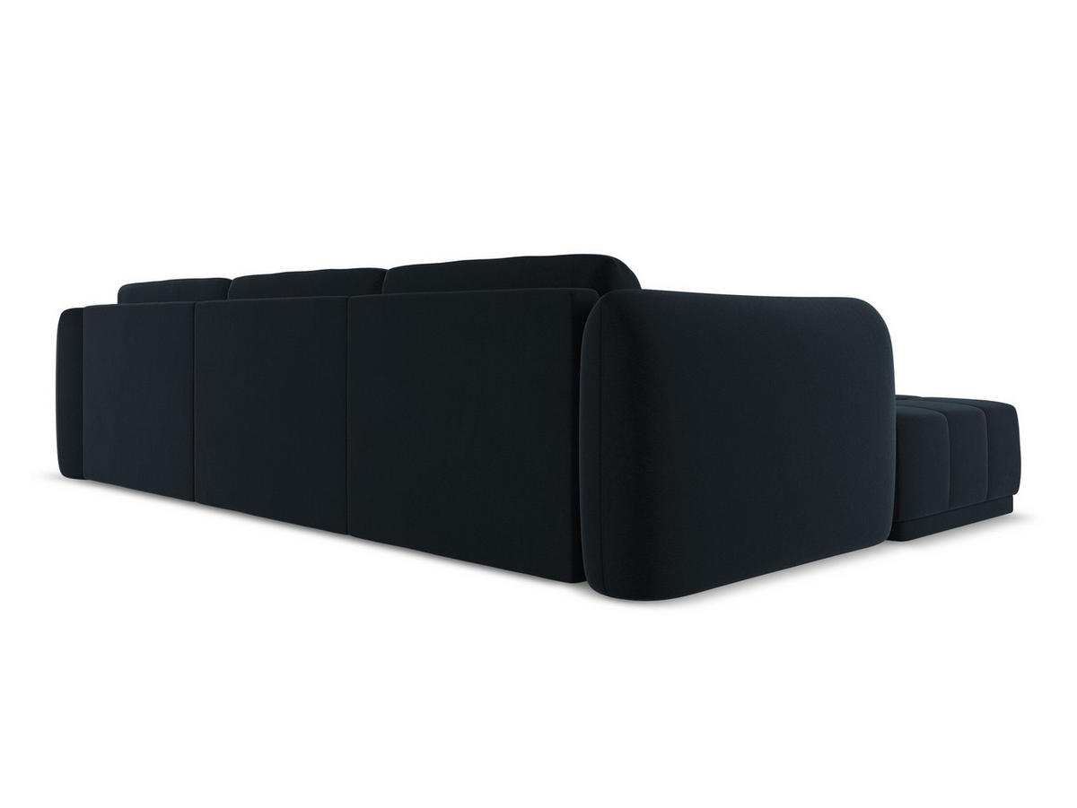 ECKSOFA Links Samt Stoff Blau - Blau/Schwarz, Kunststoff/Textil (170/290cm) - Makamii