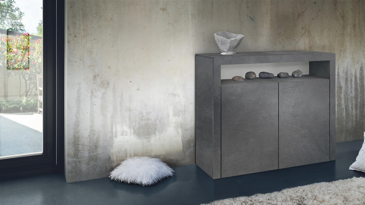 KOMMODE Denver Schiefer - Schieferfarben, Holzwerkstoff (107/88/35cm) - Vladon