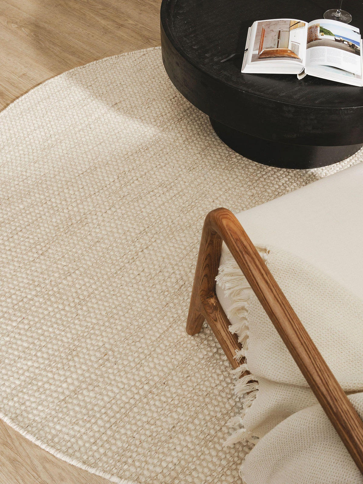 WOLLTEPPICH Rocco Cream ø 150 cm rund - Creme, Textil (150/150cm) - benuta Pure