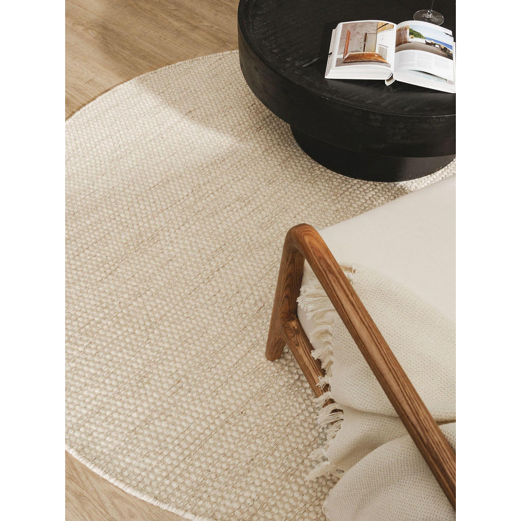Thumbnail - benuta Pure Wollteppich, Creme, Textil, Rund, 100x100 cm, pflegeleicht, Teppiche & Böden, Teppiche, Naturteppiche