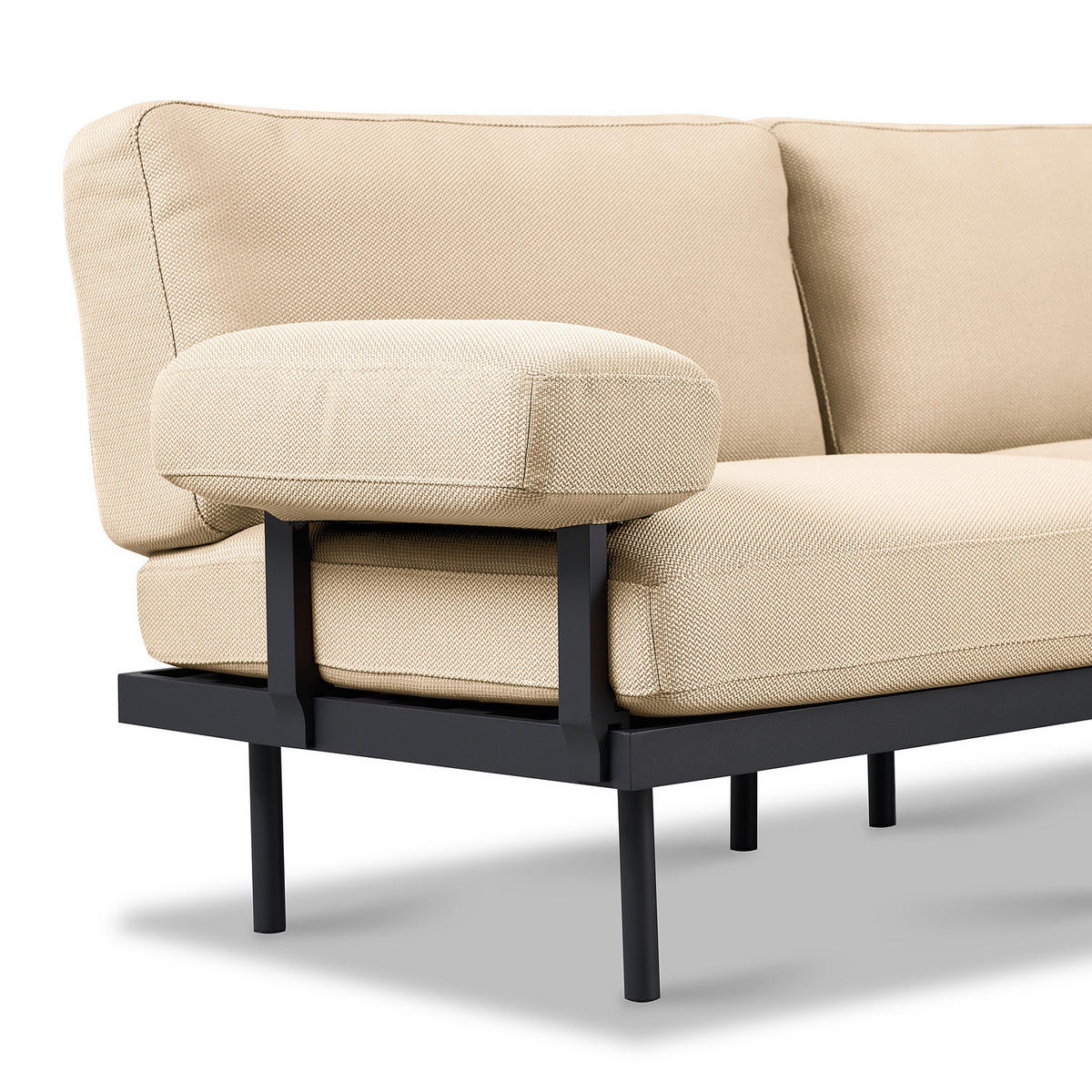 OUTDOOR-ECKSOFA - Beige, Textil/Metall (273/80/186cm) - home24