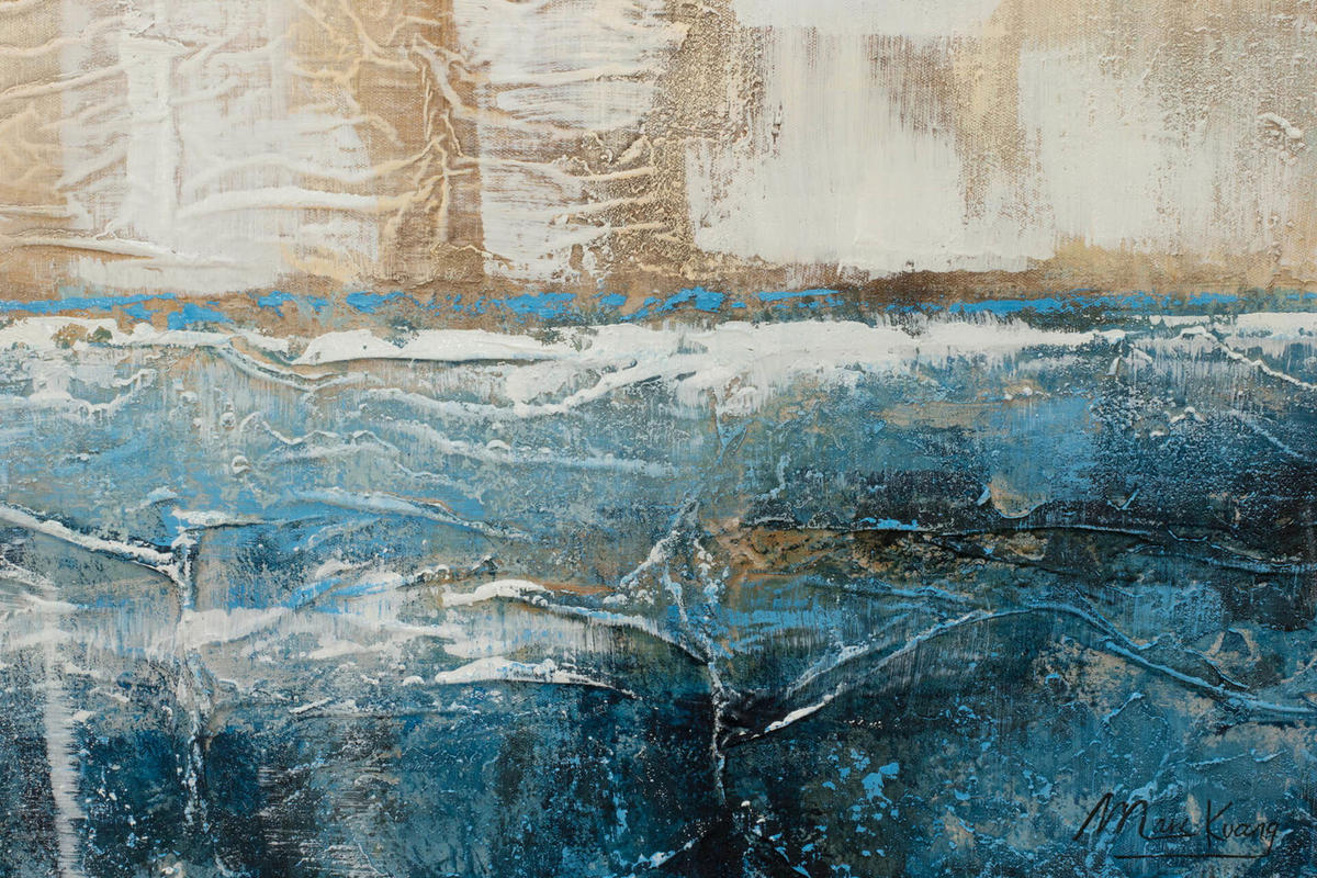 ACRYLBILD HANDGEMALT 60/60 cm - Blau/Beige, Holz/Textil (1.1/60cm) - KUNSTLOFT