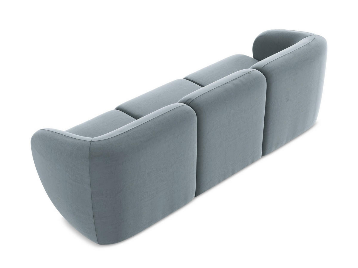3-SITZER SOFA Samt Stoff Blau - Schwarz/Hellblau, Holzwerkstoff/Kunststoff (244/75/94cm) - Makamii