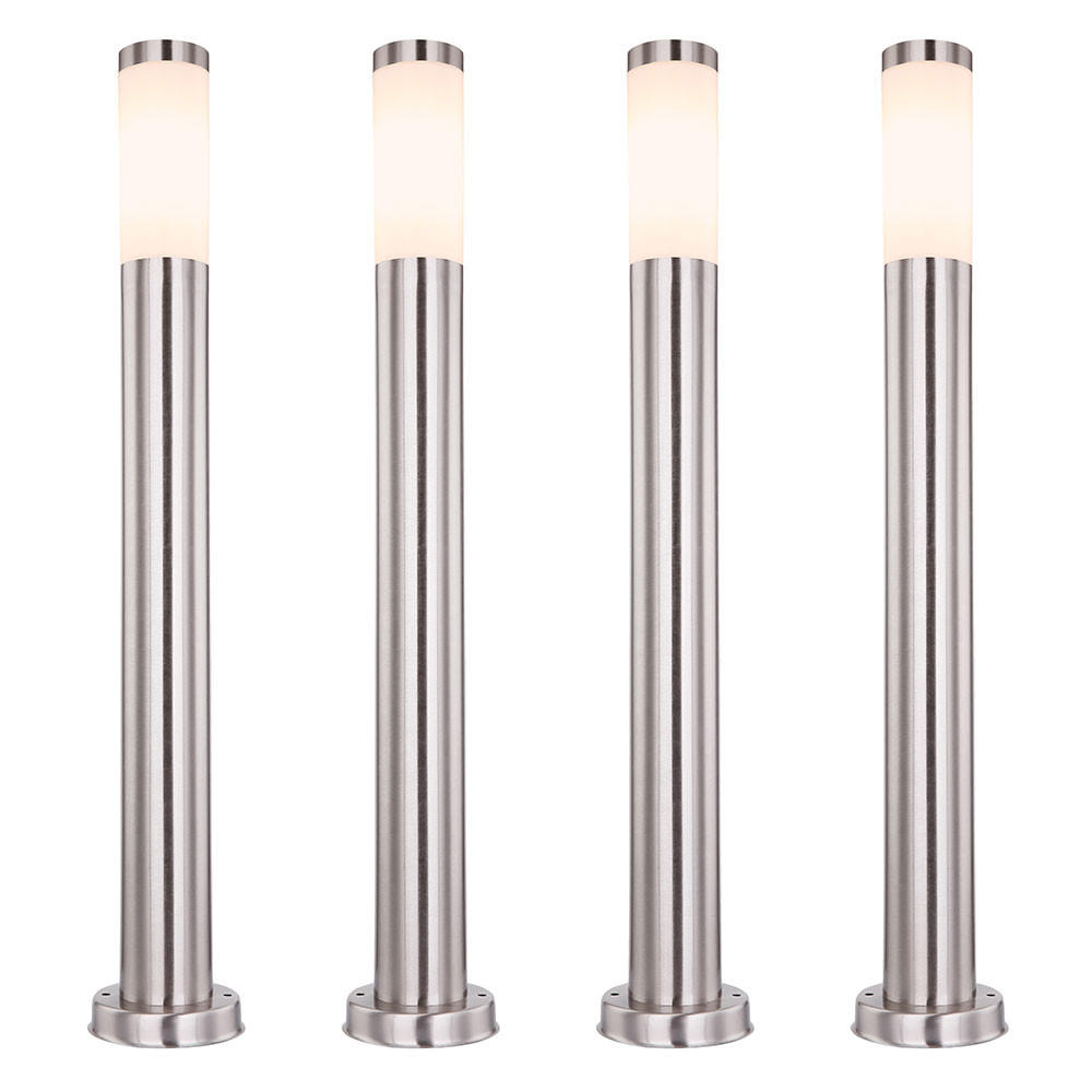 LED WEGELEUCHTE Edelstahl Silber opal 4er Set - Silberfarben, Metall (11/80/80cm) - Globo Lighting