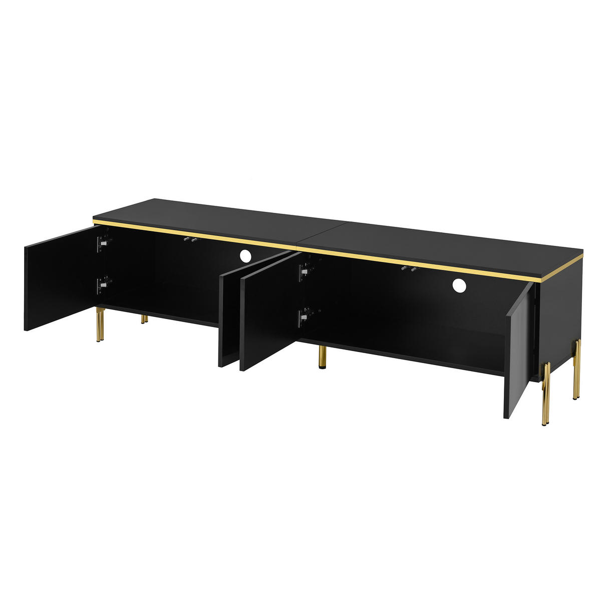 TV-SCHRANK & COUCHTISCH Schwarz 170/38/50 + 100/50/36 cm Hochglanz mit Stauraum - Schwarz, Karton (38/50/170cm) - PANGIVO