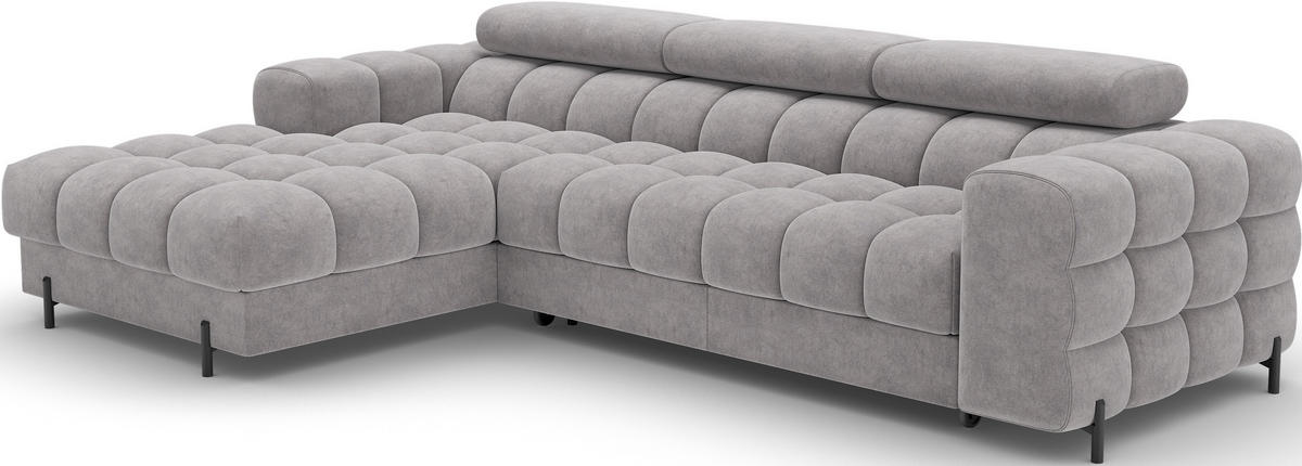 ECKSOFA FELRO mit Schlaffunktion, Bettkasten & verstellbaren Kopfstützen – Modernes Premium-Ecksofa in L-Form - Grau, Kunststoff (285/181cm) - Wohnideebilder