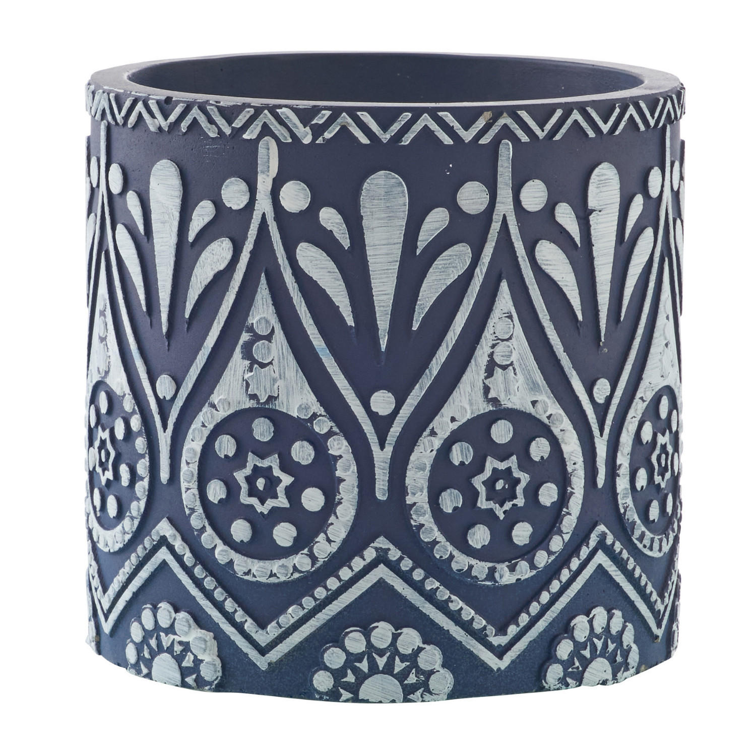 KERZE TERRACOTTA BW - Blau, Keramik (13/12.5/13cm) - J-Line