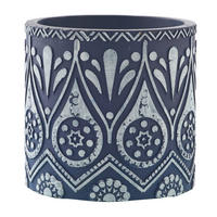 KERZE TERRACOTTA BW - Blau, Keramik (13/12.5/13cm) - J-Line