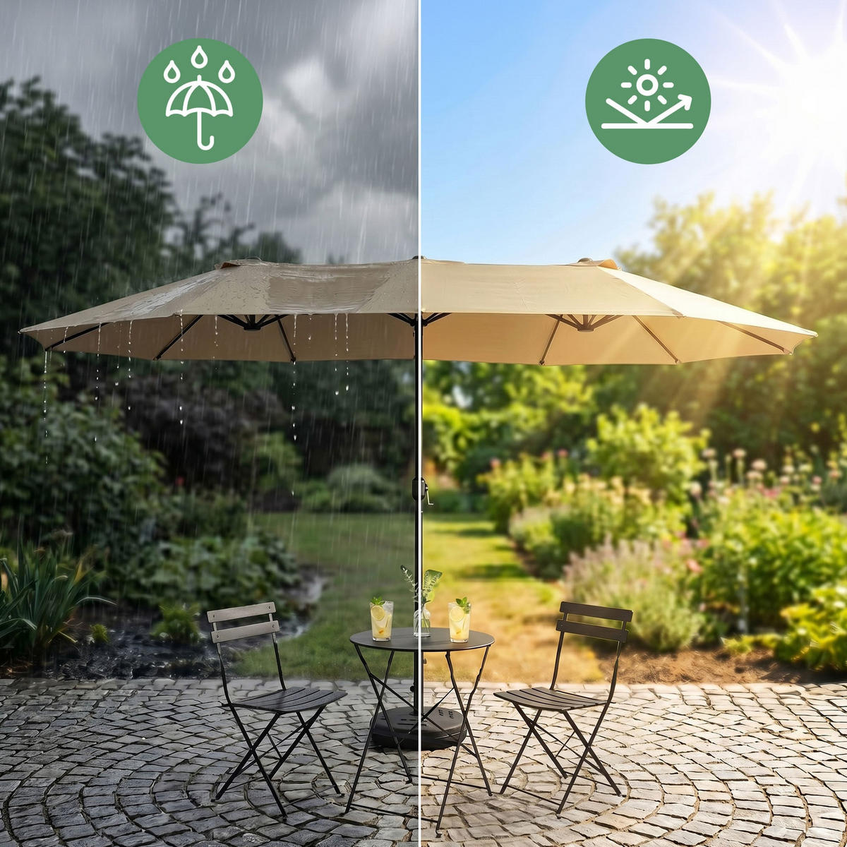 SONNENSCHRIM Beige 245/460 cm - Beige/Schwarz, Metall (460/270cm) - Akord