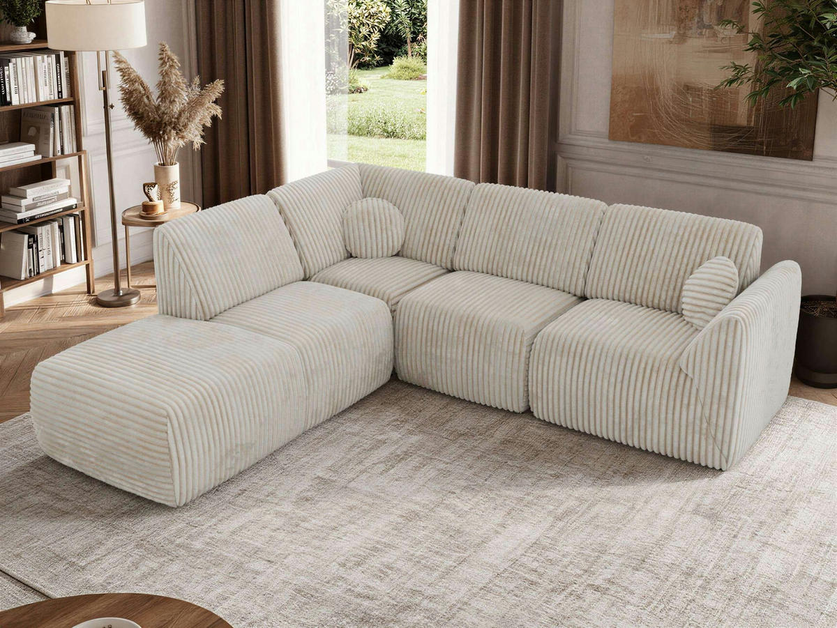 ROHOVÁ SEDAČKA NOARA 5M L Béžová Manšester - Vľavo - čierna/béžová, textil/plast (244/267cm) - MKS