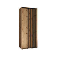 SCHWEBETÜRENSCHRANK 235,2/120/60 2-türig - Schwarz/Eiche Artisan, Holz/Metall (120/235/60cm) - Abiks Möbel