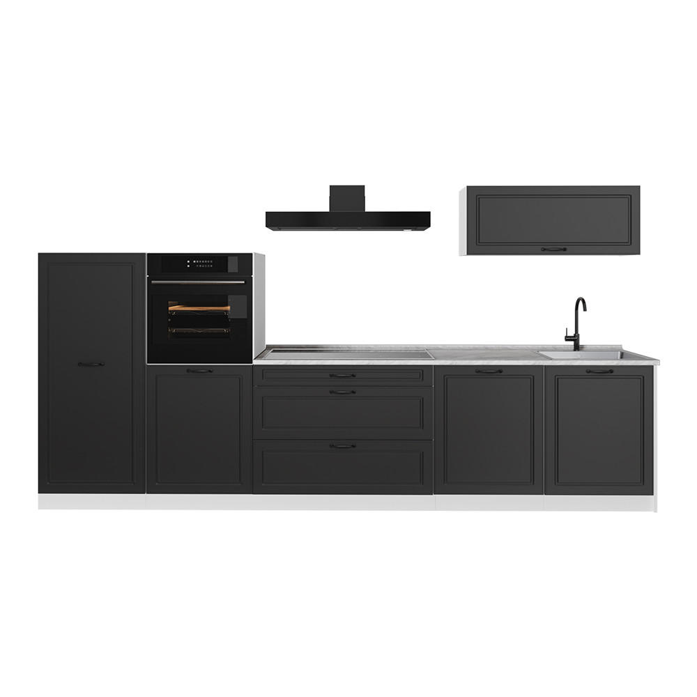 KUCHYNKA R-Line, Antracitový vidiecky dom/biely, 340 cm Marmori työtaso - biela/antracitová, kompozitné drevo (340/143/60cm) - Vicco