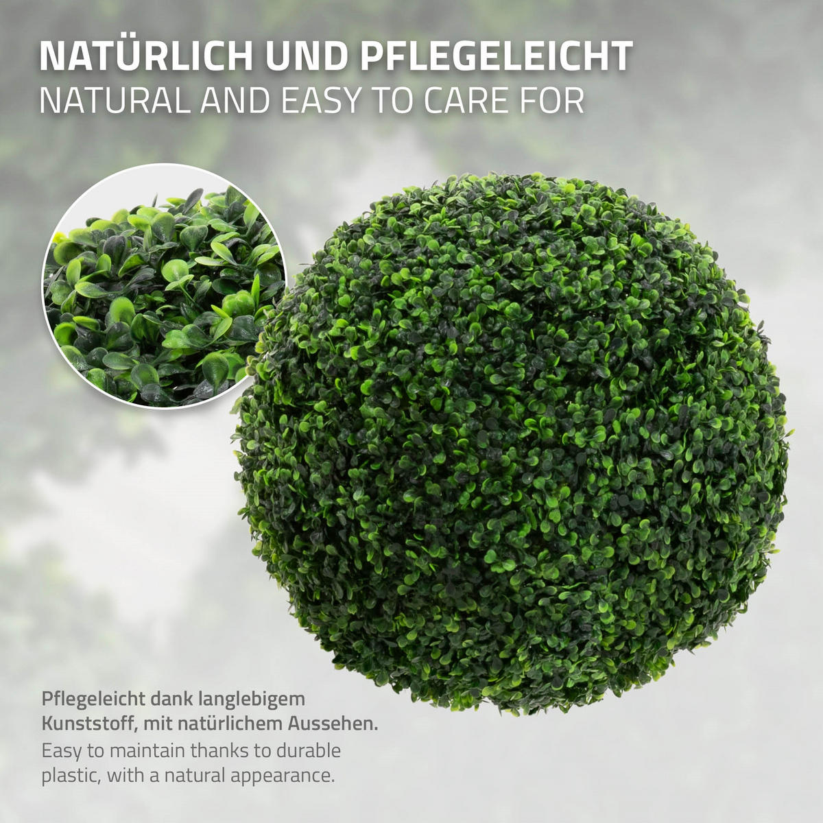 UMĚLÁ zimostrázová koule, sada 2 ks, velká Ø 35 cm, zelená, z plastu - zelená barva, textil/plast (45cm) - ML-DESIGN