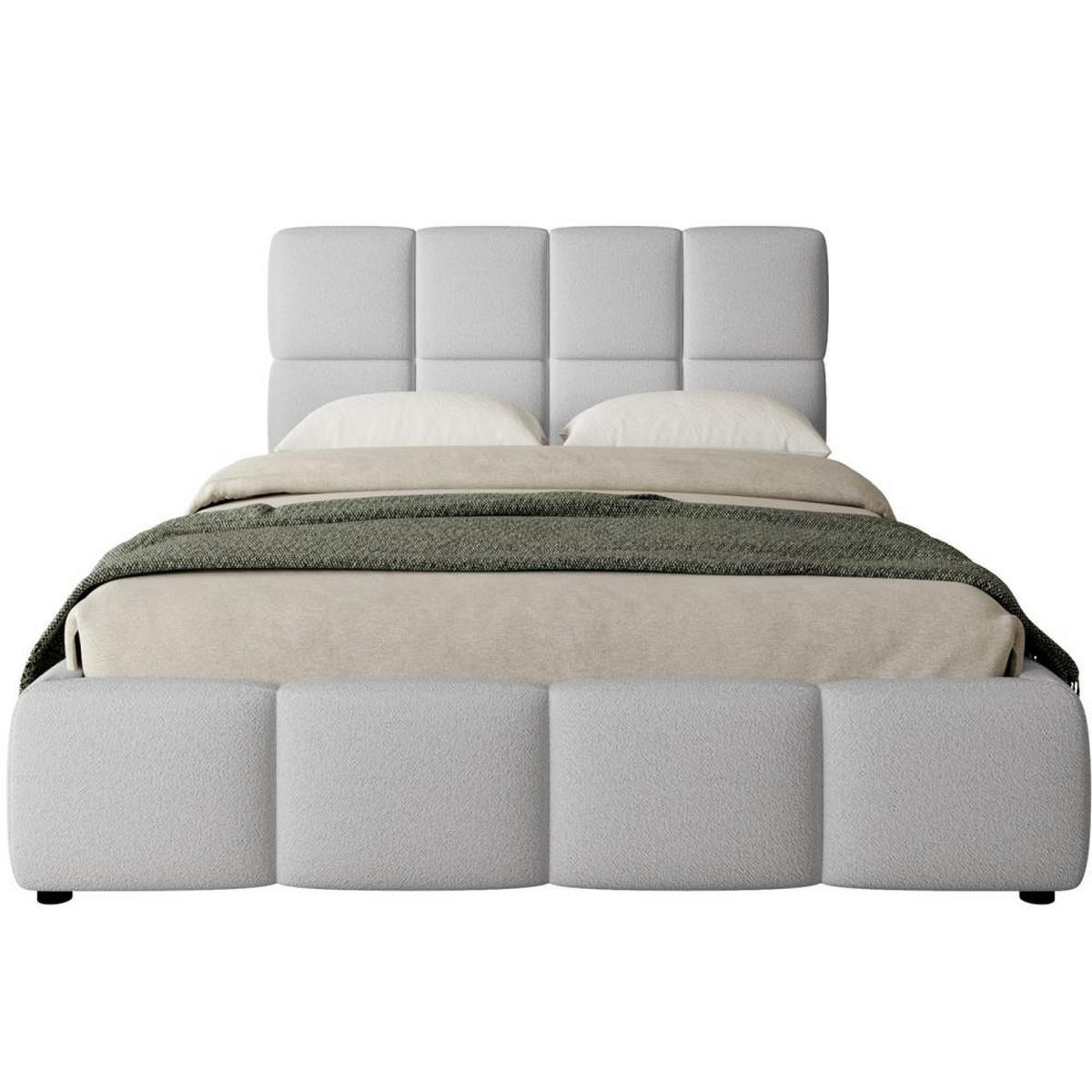 POLSTERBETT Nostro mit Bettkasten 180x200 cm hellgrau - Hellgrau/Schwarz, Textil (180/200cm) - Beautysofa