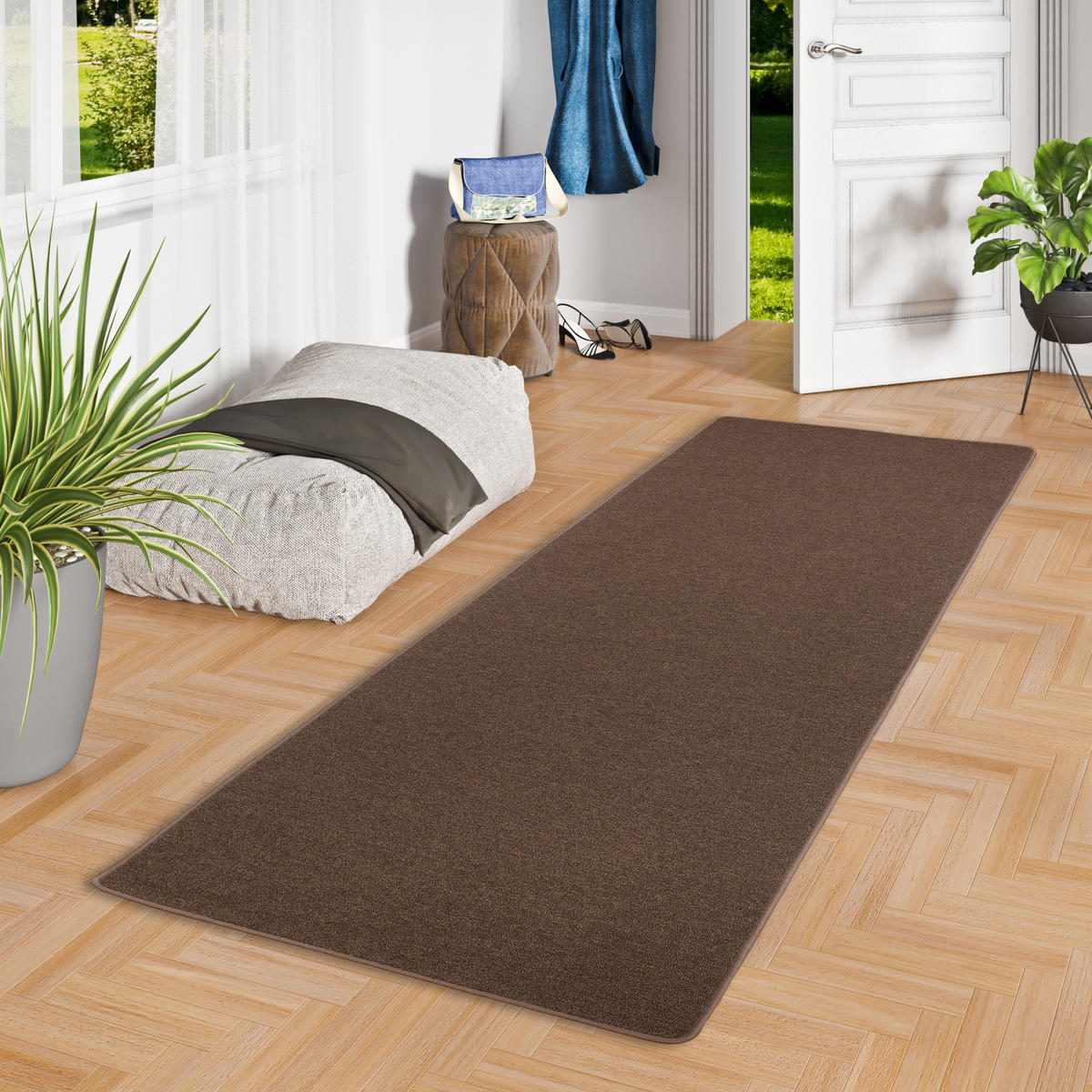 FEINSCHLINGEN VELOUR LÄUFER TEPPICH STRONG - Dunkelbraun, Textil (80/160cm) - Snapstyle