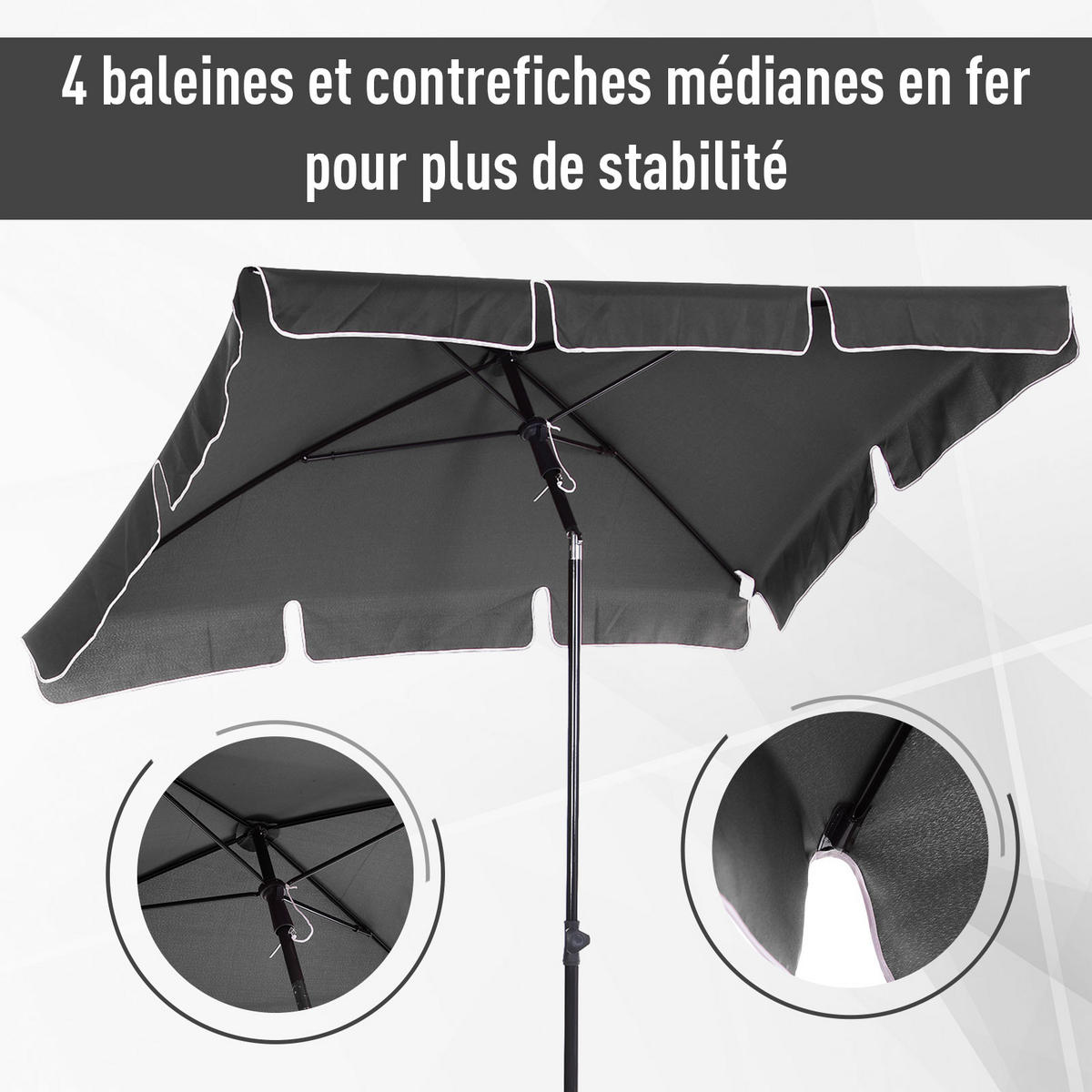 SONNENSCHIRM 200/130 cm DE-11621 Grau - Grau, Metall (130/198cm) - ComfortXL
