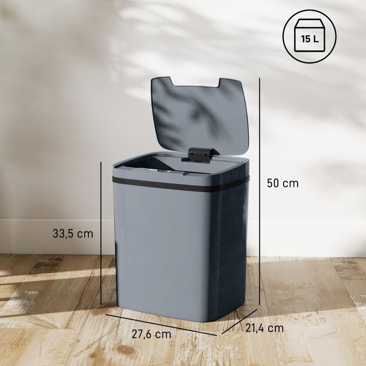 ABFALLEIMER - Grau, Kunststoff (21.4/33.5/27.6cm)
