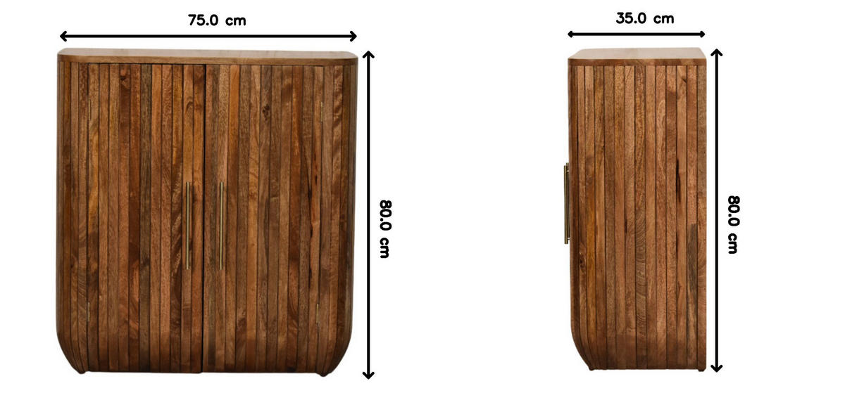 SCHRANK mit Golden-Teak-Finish, 2 Türen, 2 Innenablagen, geröstetes Braun - Braun, Holz (75/80/35cm) - Artisan Furniture
