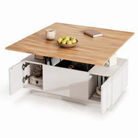 COUCHTISCH aus Spanplatte 100x50x55,5 cm Weiß mit Holzoptik, Doppel-Hebemechanismus und Stauraum - Weiß, Holzwerkstoff (100/50/55.5cm) - IVMEU