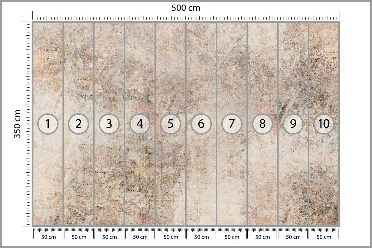 FOTOTAPETE Abstraktion Mosaik Ornamenten Beton 500x350 - Beige/Braun, Papier (500/350cm) - Muralo