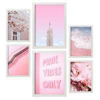POSTER Set Mit 6 Das Leben In Rosa A3 & A4 Weißer Rahmen - Weiß, Papier (29/3cm) - Nacnic