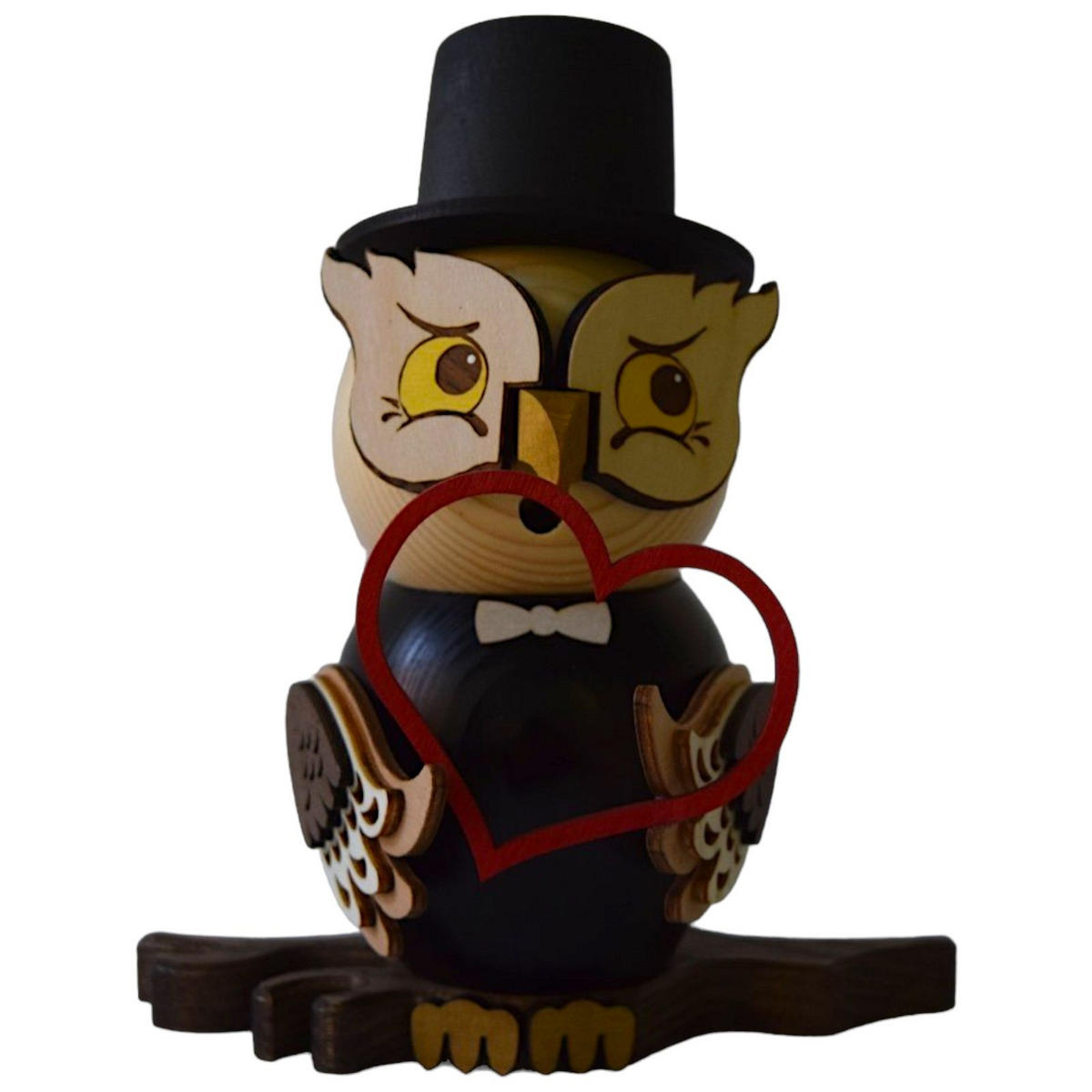 RAUCHFIGUR Eule Bräutigam 15 cm - Multicolor, Holz (10/15/10cm)