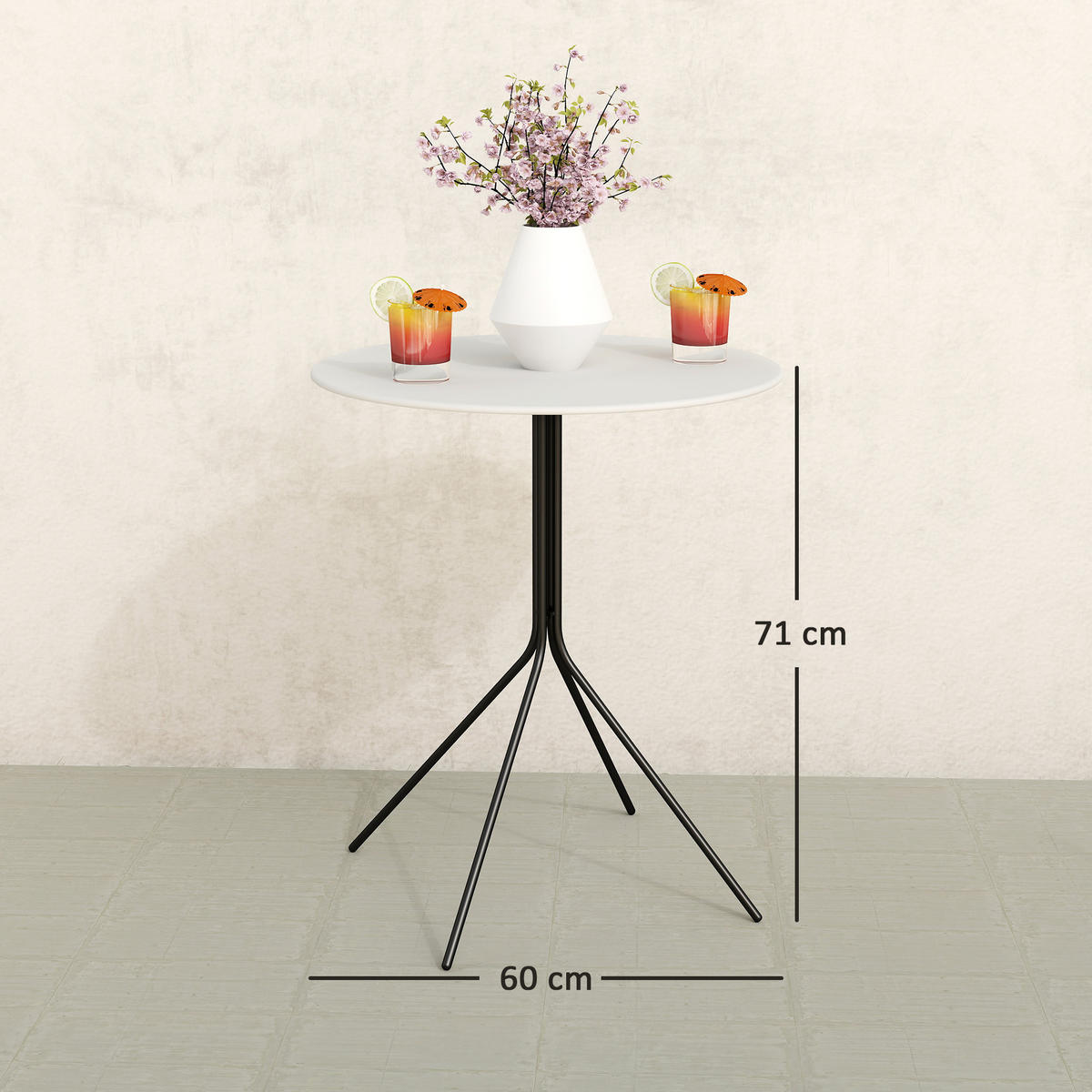 BEISTELLTISCH GARTEN Dunkelgrau Stahl Rund 60/60/71 cm - Dunkelgrau, Metall (60/60/71cm) - PANGIVO