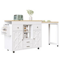KÜCHENINSEL AUSZIEHBARER BARTISCH Küchenwagen, Rollbar, MDF, Weiß, 110-180/40/91 cm - Weiß, Kunststoff (40/91/180cm) - Rolipo