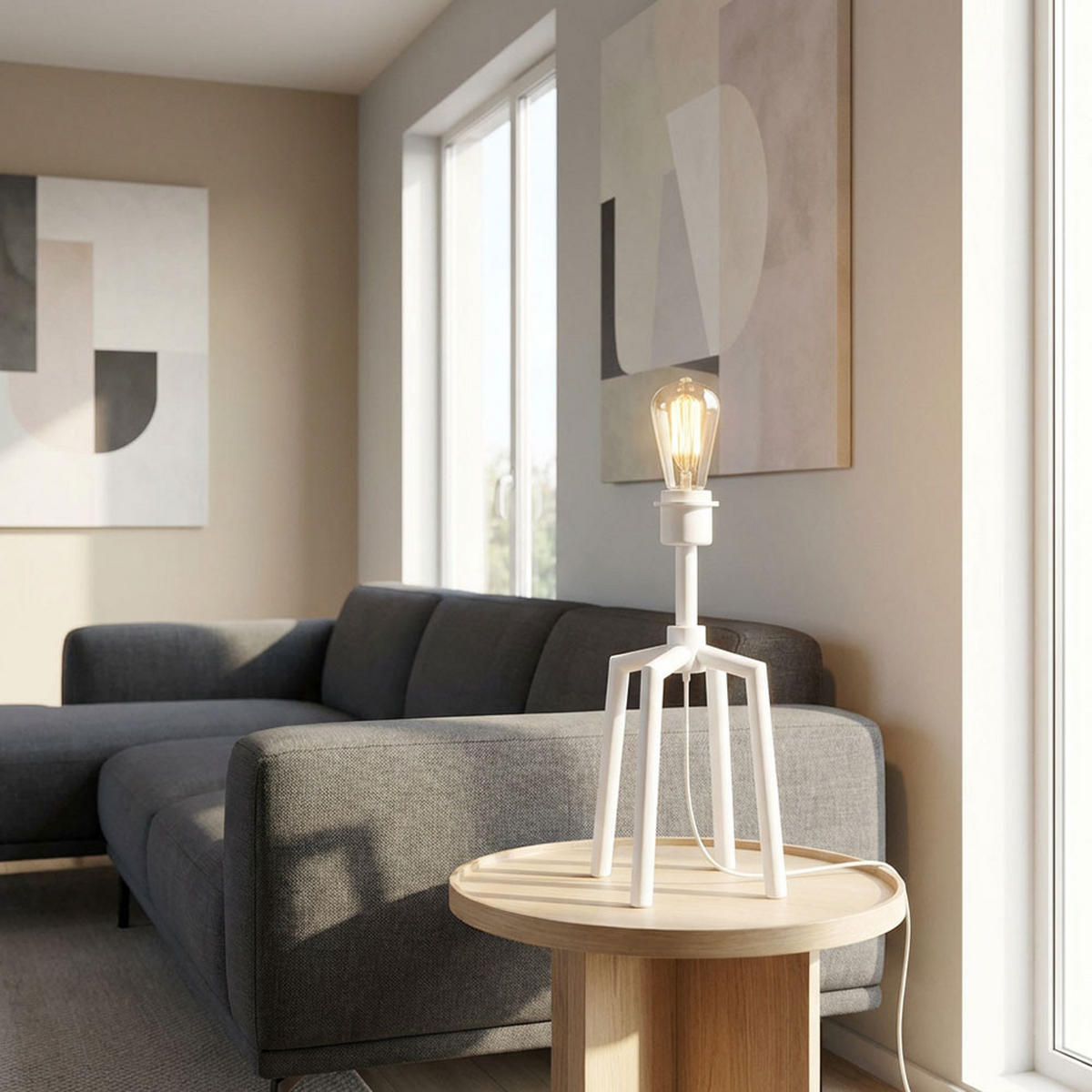 TISCHLEUCHTE Weiß ohne Schirm - Weiß, Metall (20/20/39cm) - Globo Lighting