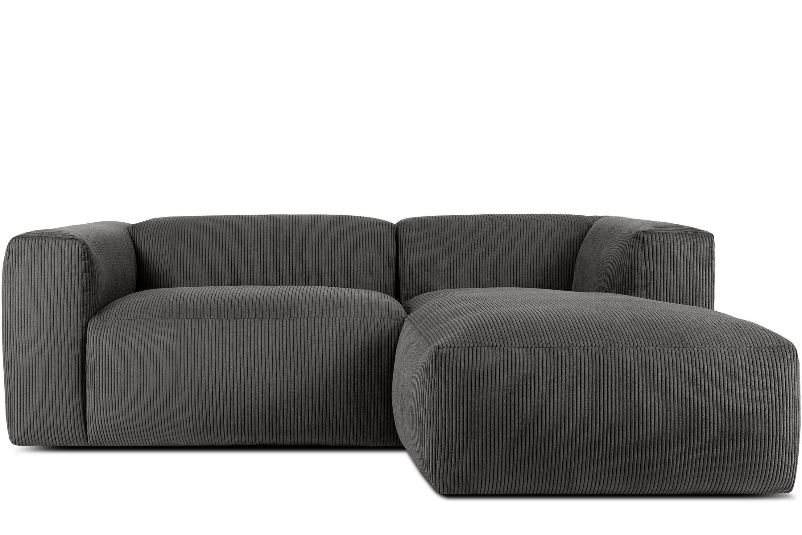 ECKMODULSOFA-RECHTS BUFFO 3/4 Sitzer mit extrem weicher Sitzfläche, Kordstoff, grau - Grau, Textil (237/180cm) - KONSIMO®