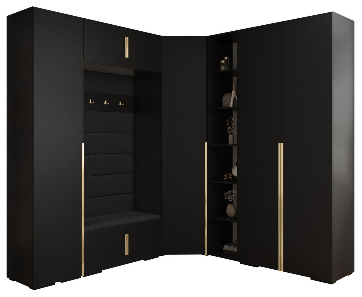 GARDEROBEN-SET 236,7/231,7/47 - Goldfarben/Schwarz, Holz/Metall (181.7/236.7/47cm) - Abiks Möbel
