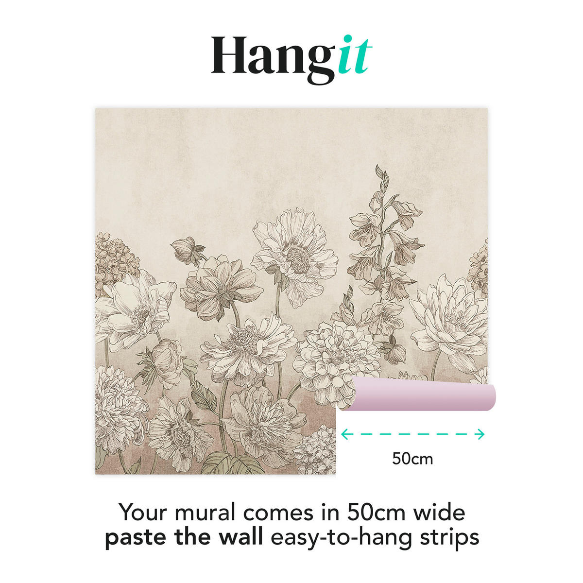 FOTOTAPETE Muted Floral - Beige, Papier/Kunststoff (280/0.1cm) - Art for the Home