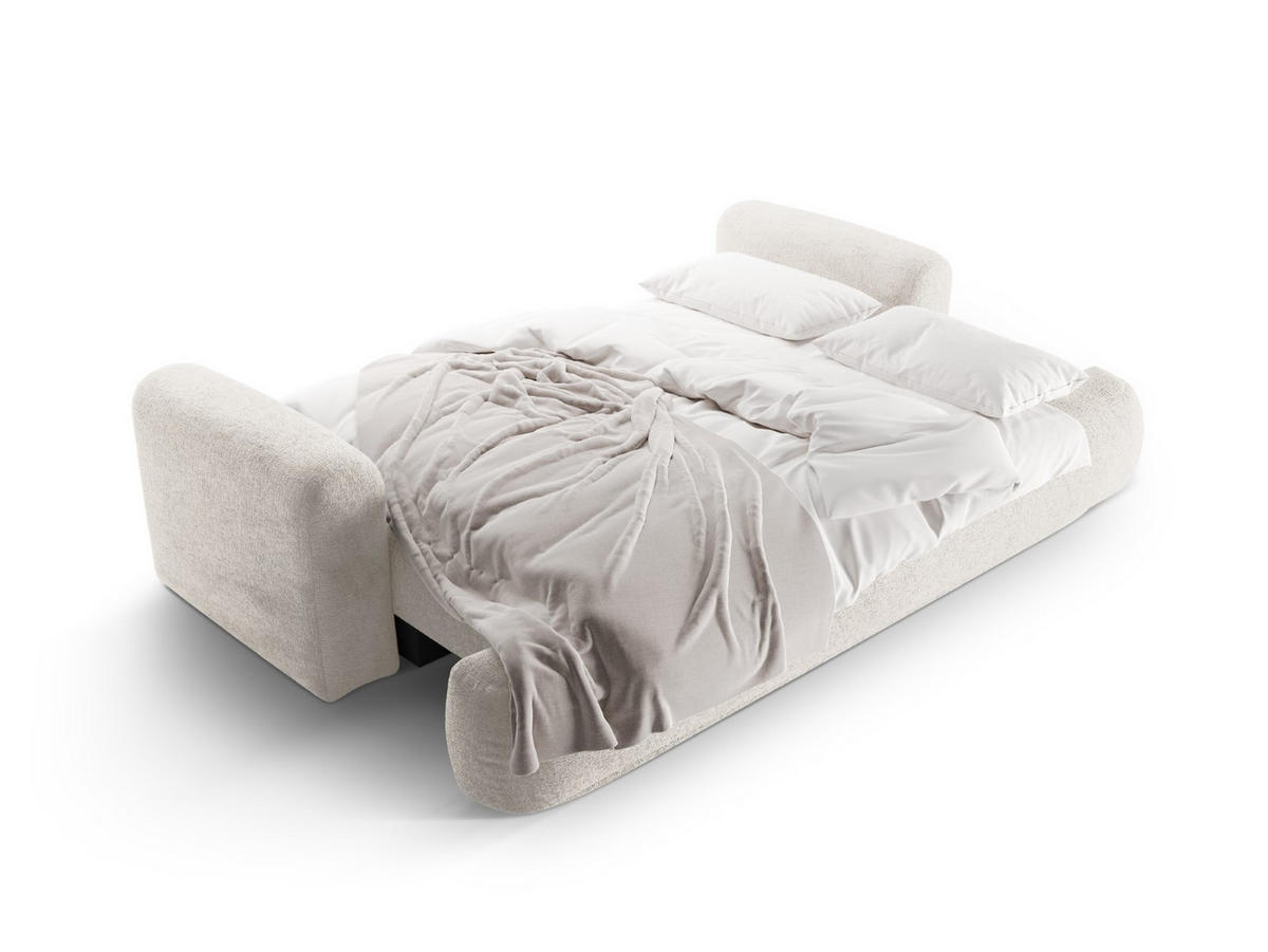 SOFA ausklappbar mit Bettkasten Ella aus strukturiertem Stoff beige 3 Sitzplätze - Beige, Textil (108/94/271cm) - Micadoni