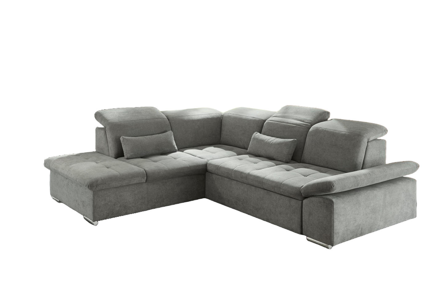 ECKSOFA mit Schlaffunktion mit Bettkasten und verstellbaren Kopf- und Rückenlehnen - Chromfarben/Schlammfarben, Textil (276/240cm) - ed exciting design