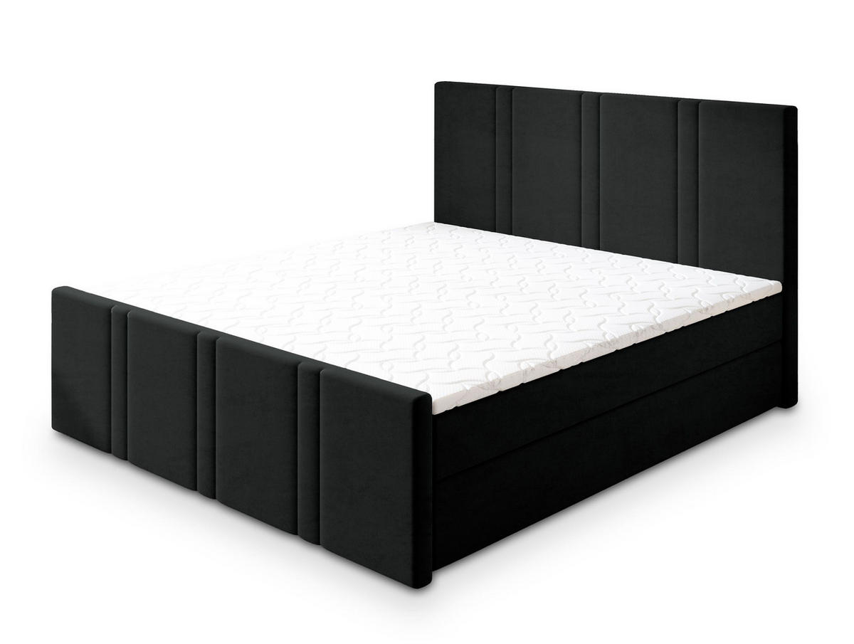 POSTEL BOXSPRING COMOZA 160x200 cm, s matrací a úložným prostorem, černá - černá, kompozitní dřevo/textil (160/200cm) - MASSENO