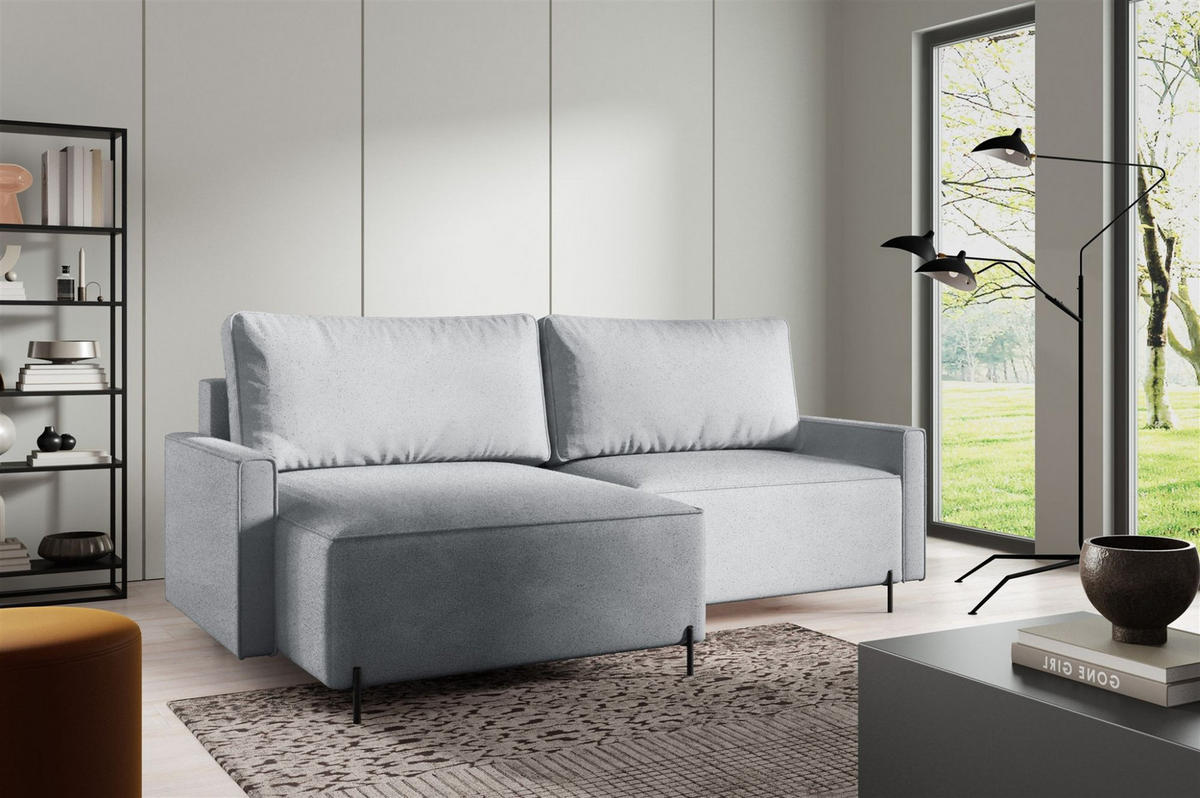 ECKSOFA Braga Mit Schlaffunktion - Grau, Holzwerkstoff/Textil (229/148cm) - Fun Möbel