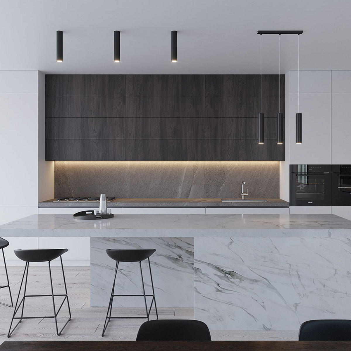 LED HÄNGELEUCHTE Stahl Schwarz - Schwarz, Metall (8/8/100cm)