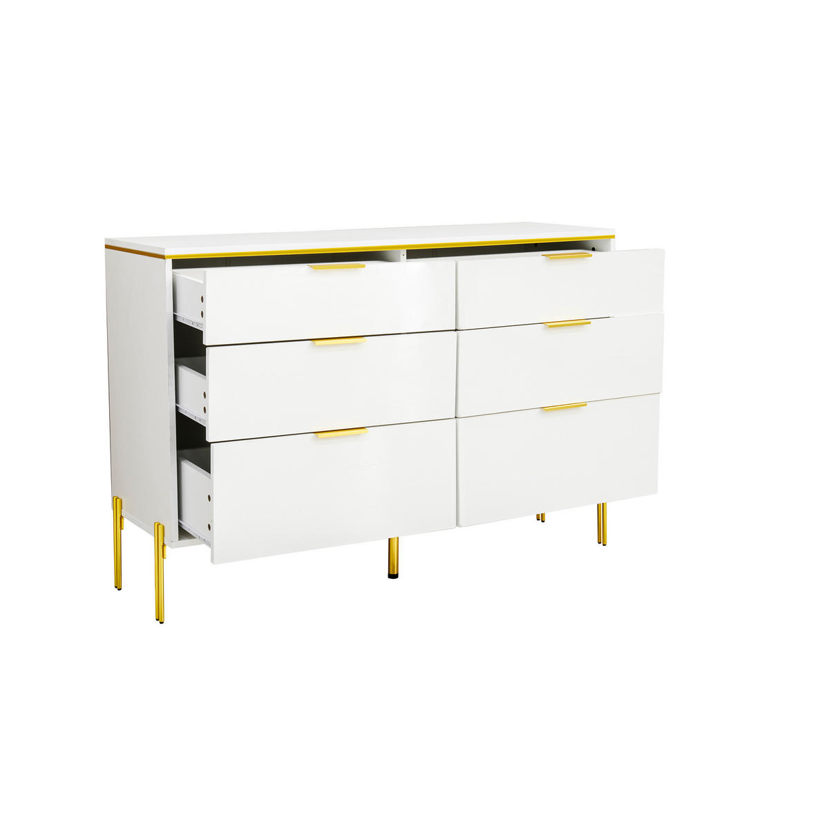 SIDEBOARD 120/40/85,5 cm mit 6 Schubladen und Hochglanzfronten, Weiß - Weiß, Holzwerkstoff (120/85.5/40cm) - Redom