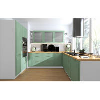 WINKELKÜCHE Livorno blassgrün matt / weiß matt 13-teilig mit Vollauszug (HETTICH InnoTech Atira) - Weiß/Grün, Holzwerkstoff/Metall (240/207/266cm) - Feldmann-Wohnen