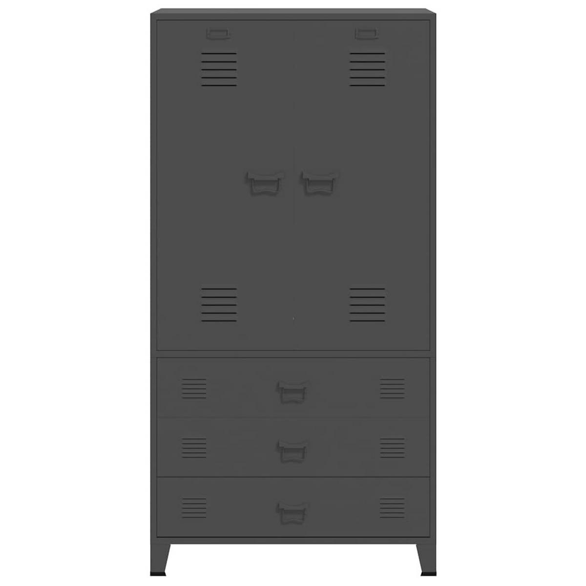 KLEIDERSCHRANK mit 2 Schubladen, 90/50/180 cm, aus Metall, Anthrazit, im Industriestil, 2-türig - Anthrazit, Metall (90/180/50cm) - vidaXL