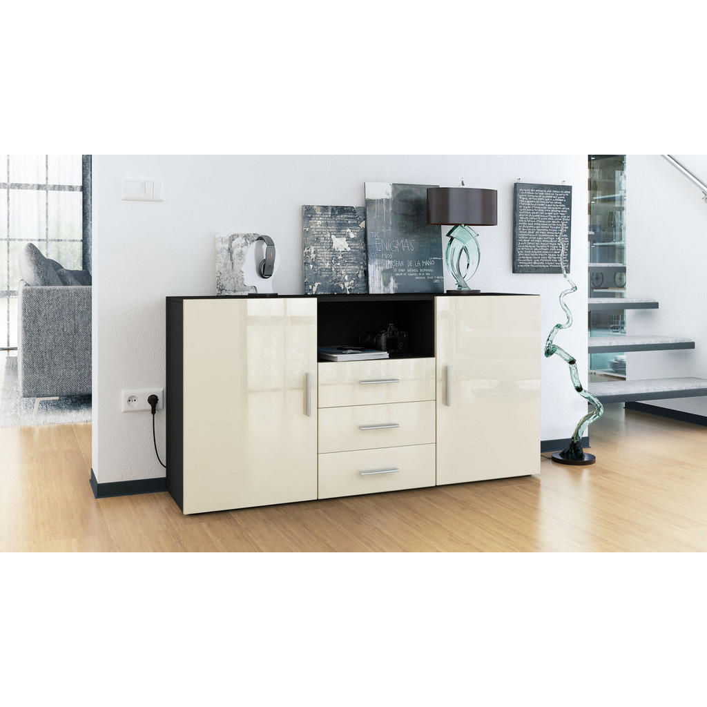Thumbnail - Vladon Sideboard, Creme, Holzwerkstoff, 138.5x71.5x35 cm, Wohnzimmer, Kommoden & Sideboards, Sideboards