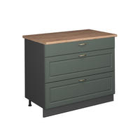 KÜCHENUNTERSCHRANK Fame-Line, Grün-Gold Landhaus/Anthrazit, 100 cm, AP Eiche - Anthrazit/Grün, Holzwerkstoff (100/82/60cm) - Vicco