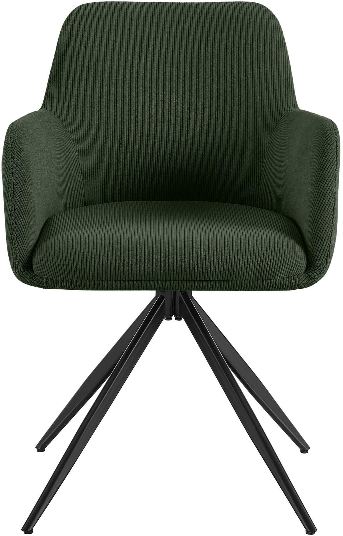 ESSZIMMERSTUHL Cord Grün - Schwarz/Grün, Textil/Metall (56/81/62cm) - CLP